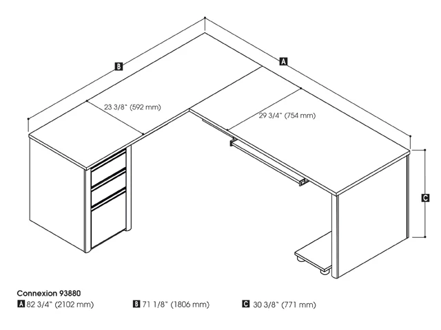 71" x 83" L-Shaped Desk with Drawers in Slate & Sandstone - Image 5