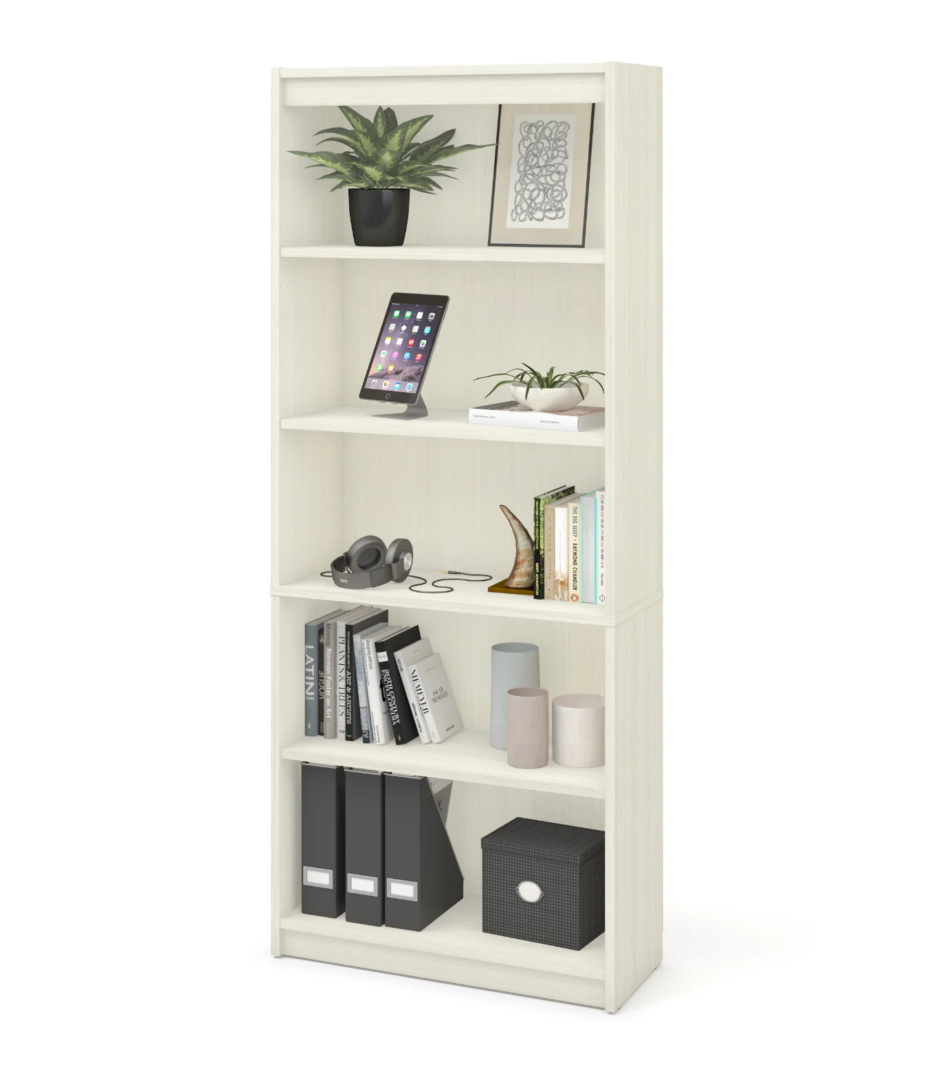 U-shaped Desk with Hutch in White Chocolate & Antigua - Image 5